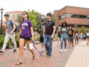 Students walk to class